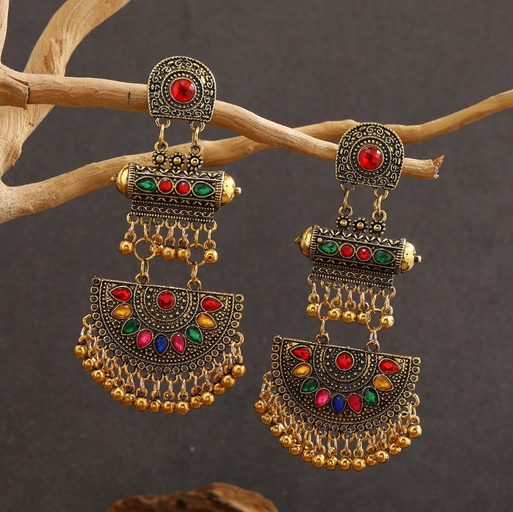 Multicolor bead Tassel drop